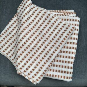Vintage double knit brown and white check fabric